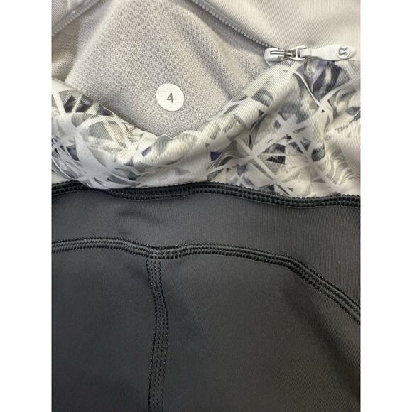 Lululemon leggings Women's size 4 Black Gray Geometric Zip Pocket Diamond Speed - Picture 4 of 9